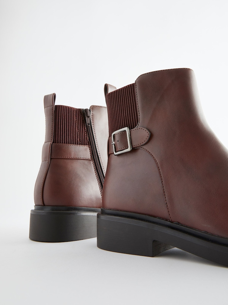 Brown Regular/Wide Fit Forever Comfort® Buckle Detail Ankle Boots - Image 5 of 5