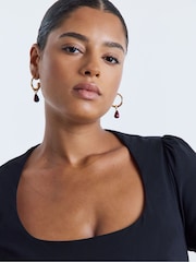 Simply Be Black Bengaline Waist Detail Midi Dress - Image 3 of 4