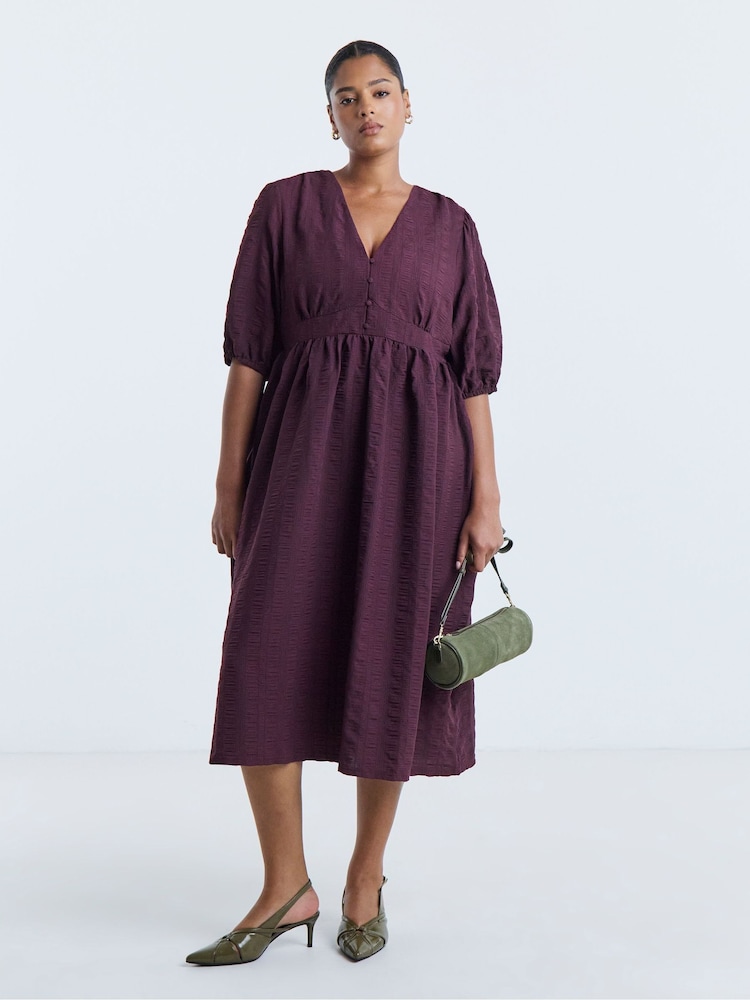 Simply Be Textured Waist Detail Midi Dress - Bild 1 von 4