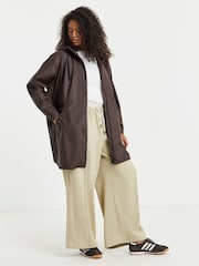 Simply Be Brown Longline Coated Raincoat - Image 1 of 4