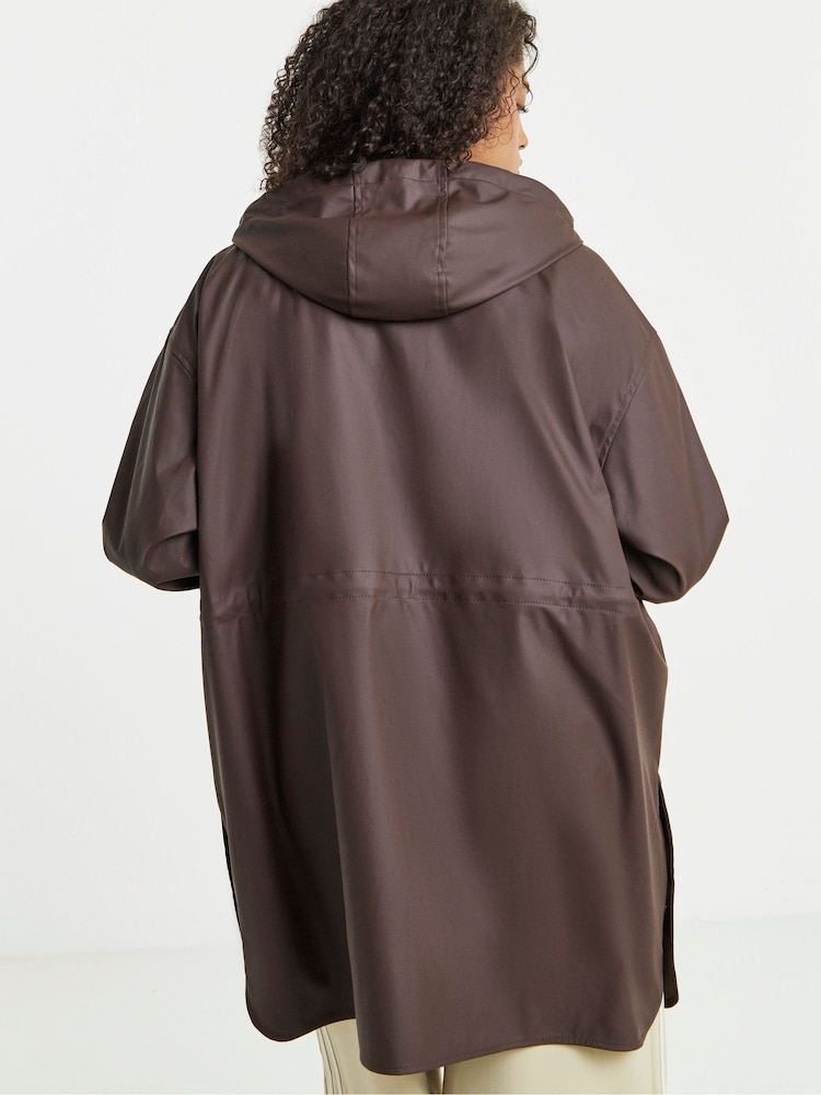 Simply Be Brown Longline Coated Raincoat - Image 2 of 4