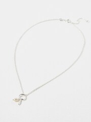 Oliver Bonas Silver Tone Aadi Molten Forms Pearl Pendant Necklace - Image 1 of 5