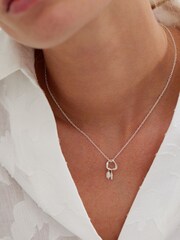 Oliver Bonas Silver Tone Aadi Molten Forms Pearl Pendant Necklace - Image 5 of 5