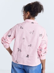 Simply Be Pink Dog Embroidery Stripe Shirt - Image 2 of 4