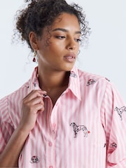 Simply Be Pink Dog Embroidery Stripe Shirt - Image 4 of 4