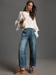 Anthropologie Dark Blue Pilcro The Izzie Relaxed Pull-On Barrel Jeans - Image 1 of 2