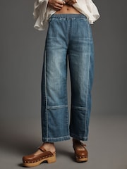 Anthropologie Dark Blue Pilcro The Izzie Relaxed Pull-On Barrel Jeans - Image 3 of 4