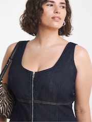 Simply Be Blue Seamed Denim Midi Dress - Image 3 of 4