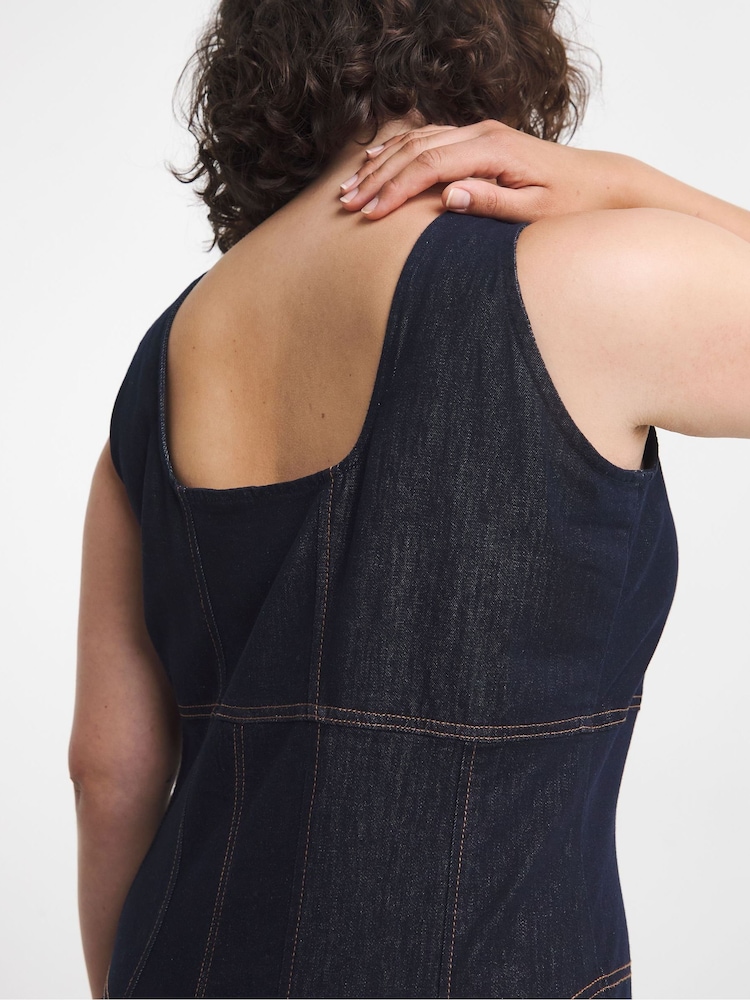 Simply Be Blue Seamed Denim Midi Dress - Image 4 of 4 Simply Be Blue Seamed Denim Midi Dress - Image 4 of 4