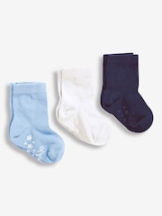JoJo Maman Bébé Blue 3-Pack Short Cotton Socks - Image 1 of 1