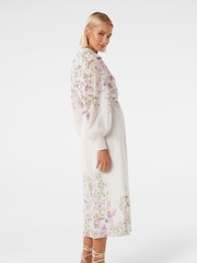 Forever New White Olympia Printed Shirt Dress contains Linen - Image 2 of 4