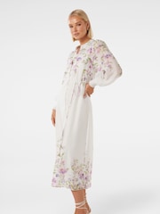 Forever New White Olympia Printed Shirt Dress contains Linen - Image 3 of 4