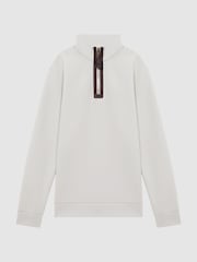 Reiss Off White Hale Contrast Half-Zip Funnel Neck Jumper - Image 2 of 6