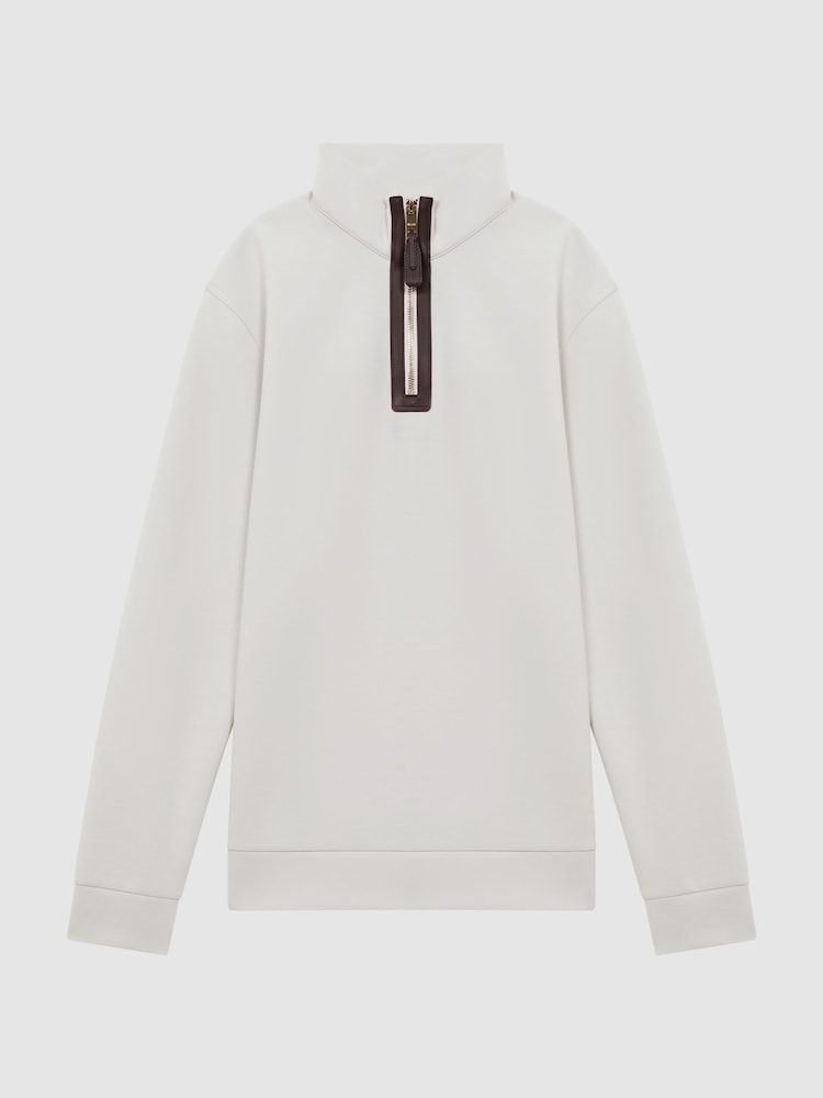 Reiss Off White Hale Contrast Half-Zip Funnel Neck Jumper - Image 2 of 6