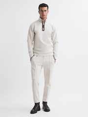 Reiss Off White Hale Contrast Half-Zip Funnel Neck Jumper - Image 3 of 6