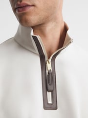 Reiss Off White Hale Contrast Half-Zip Funnel Neck Jumper - Image 4 of 6