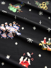 Black Graphic Long Sleeve Novelty Christmas Swing Dress - Image 5 of 5