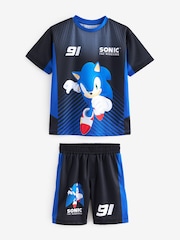 Blue/Black Sonic Football Inspired T-Shirt and Short Set (3-16yrs) - Image 1 of 3