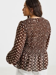 Simply Be Natural Check Shirred Blouse - Image 2 of 4