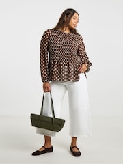 Simply Be Natural Check Shirred Blouse - Image 3 of 4