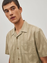 Neutral Seersucker Stripe Short Sleeve Shirt - Image 1 of 4