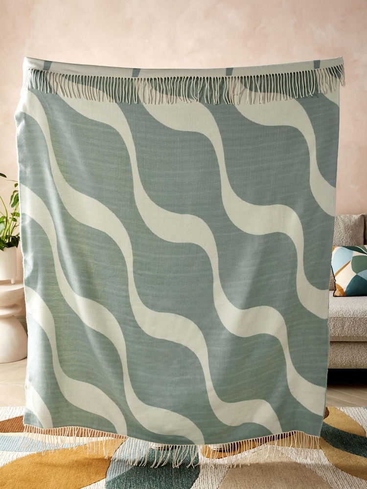 Teal Blue Super Soft Wave Throw - Image 2 of 5