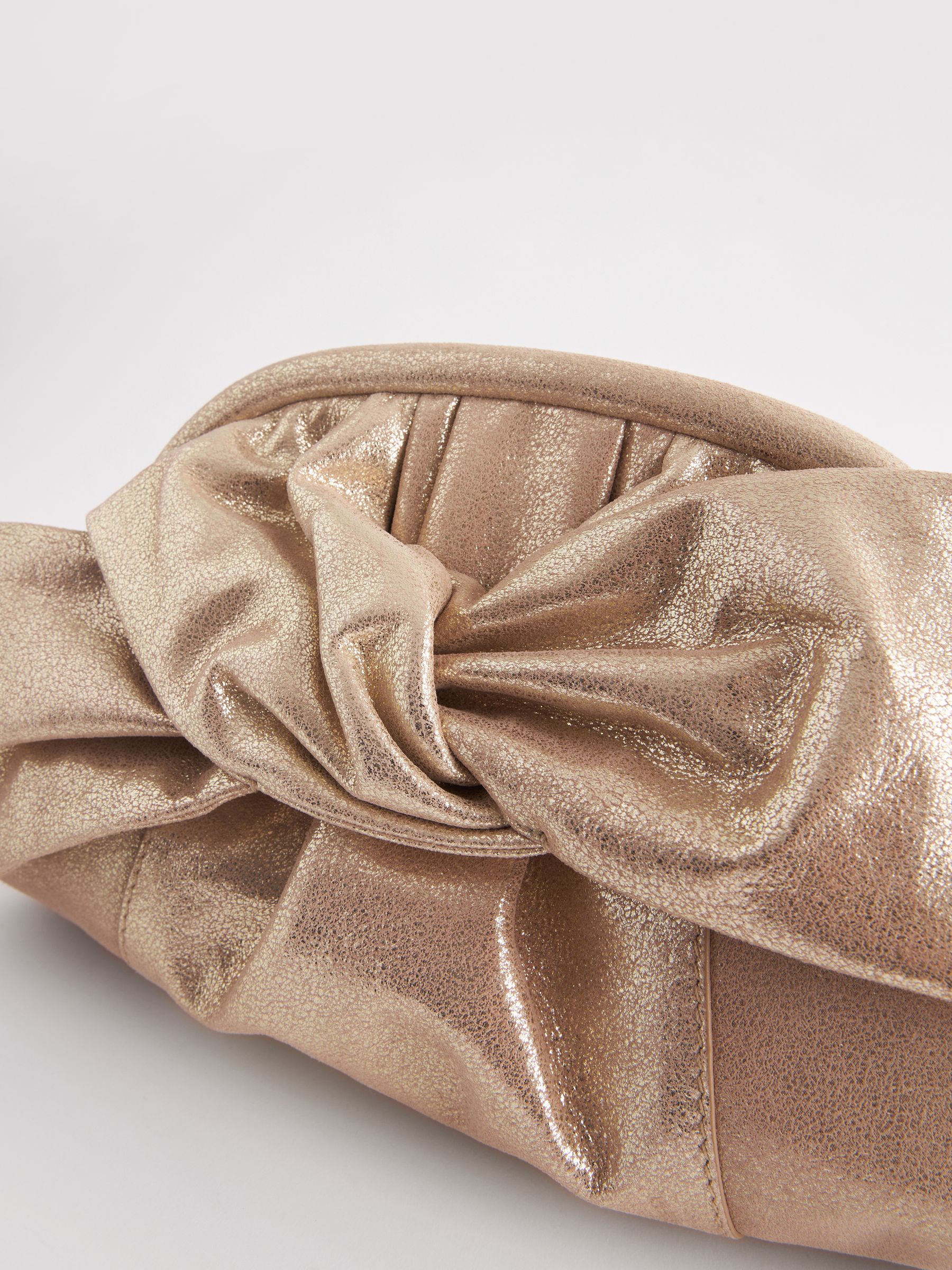 Buy Gold Leather Bow Clutch Bag from Next Luxembourg