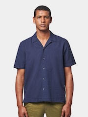 Peckham Rye Blue Revere Collar Seersucker Short Sleeve Shirt - Image 1 of 6