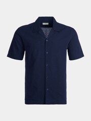 Peckham Rye Blue Revere Collar Seersucker Short Sleeve Shirt - Image 5 of 6
