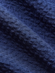 Peckham Rye Blue Revere Collar Seersucker Short Sleeve Shirt - Image 6 of 6