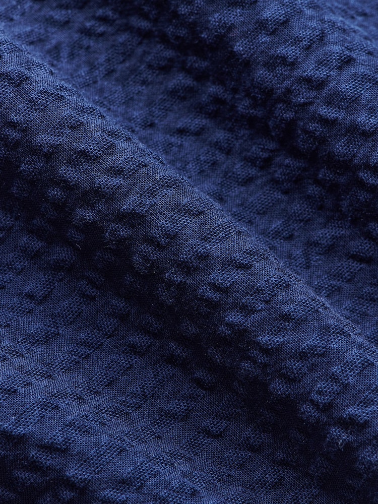 Peckham Rye Blue Revere Collar Seersucker Short Sleeve Shirt - Image 6 of 6