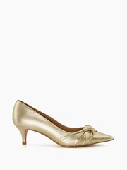 Dune London Gold Address Soft Knot Pointed Court Shoes - Image 1 of 6