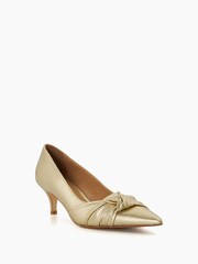 Dune London Gold Address Soft Knot Pointed Court Shoes - Image 4 of 6