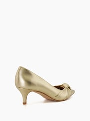 Dune London Gold Address Soft Knot Pointed Court Shoes - Image 5 of 6