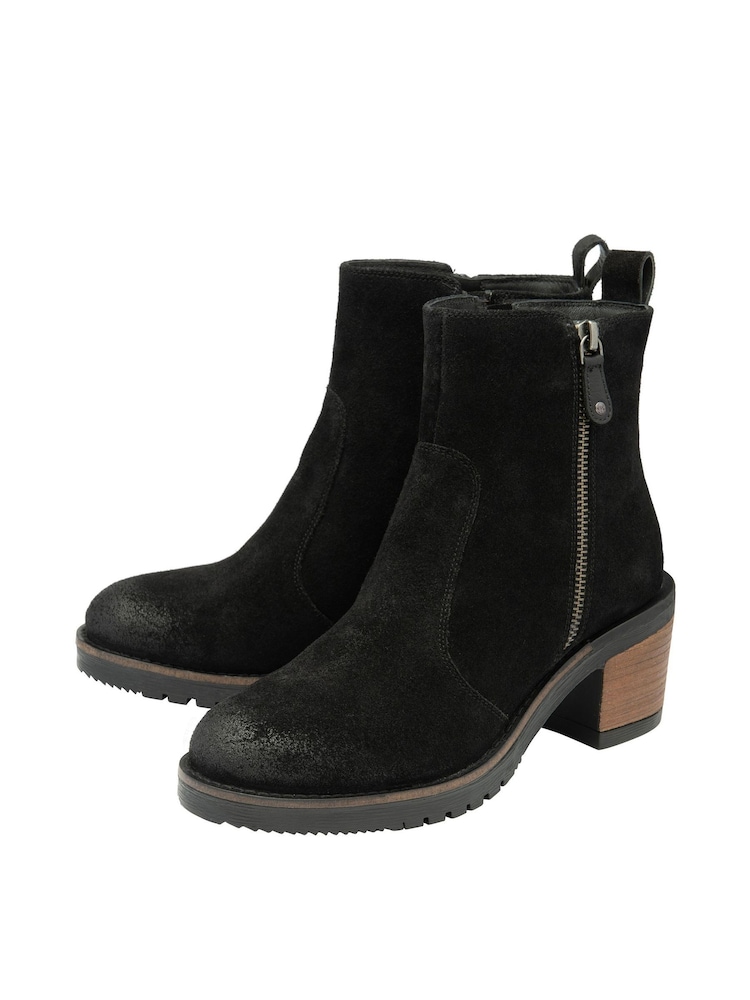 Ravel Black Suede Leather Cleated Sole Ankle Boots - Image 2 of 4 Ravel Black Suede Leather Cleated Sole Ankle Boots - Image 2 of 4