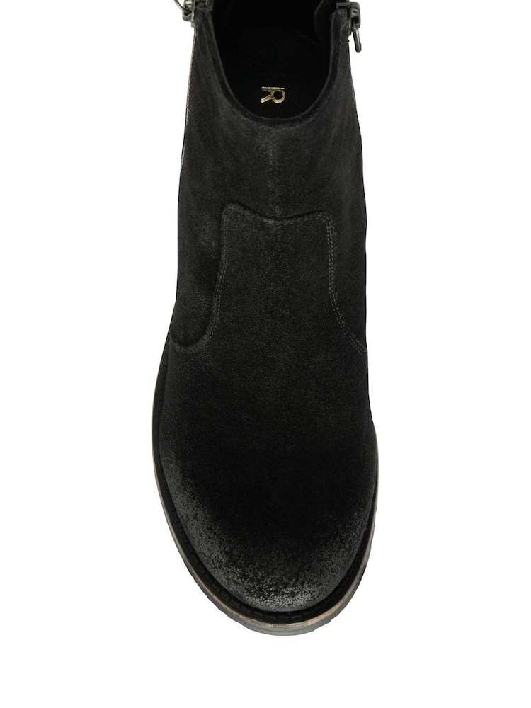 Ravel Black Suede Leather Cleated Sole Ankle Boots - Image 4 of 4 Ravel Black Suede Leather Cleated Sole Ankle Boots - Image 4 of 4
