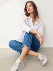 srebrna (barva); srebro - Nizki retro usnjeni športni copati Signature Forever Comfort® - Slika 1 iz 4