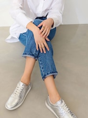 srebrna (barva); srebro - Nizki retro usnjeni športni copati Signature Forever Comfort® - Slika 3 iz 4