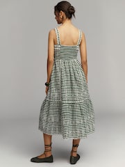 Anthropologie Green Sleeveless Sweetheart Gingham Midi Dress - Image 2 of 4
