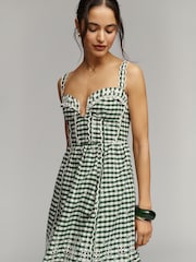 Anthropologie Green Sleeveless Sweetheart Gingham Midi Dress - Image 3 of 4