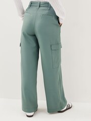 Duck Egg Blue Smart Belted Wide Leg Cargo Trousers - Image 3 of 7