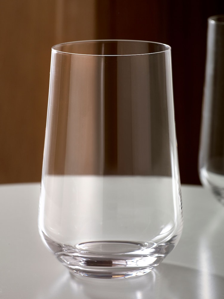 Clear Belgravia Crystal Tapered Set of 4 Tall Tumbler Glasses - Image 2 of 6