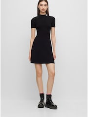 HUGO Black A Line Logo Collar Dress - Image 2 of 5