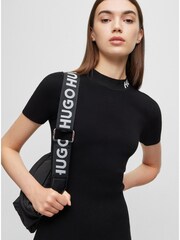 HUGO Black A Line Logo Collar Dress - Image 3 of 5