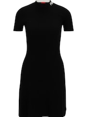HUGO Black A Line Logo Collar Dress - Image 5 of 5