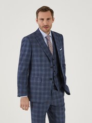 Skopes Marland Blue Check Tailored Fit Suit Jacket - Image 1 of 5