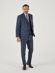 Skopes Marland Blue Check Tailored Fit Suit Jacket - Image 3 of 5