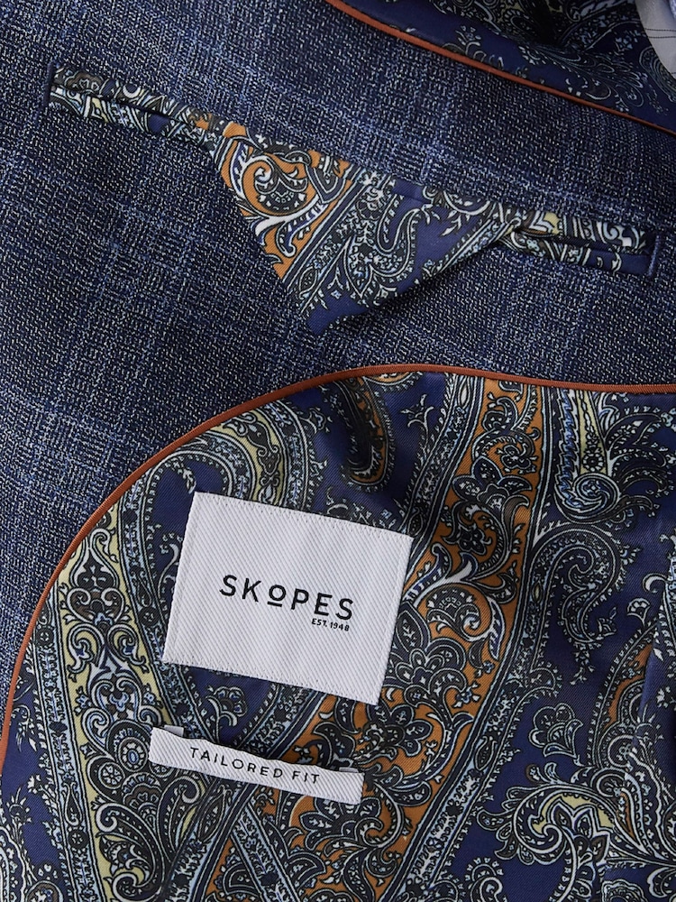 Skopes Marland Blue Check Tailored Fit Suit Jacket - Image 5 of 5