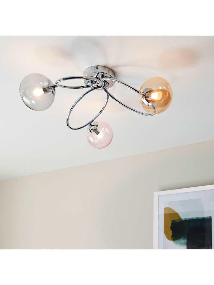 Gallery Home Chrome James 3 Bulb Ceiling Light - Image 2 of 7