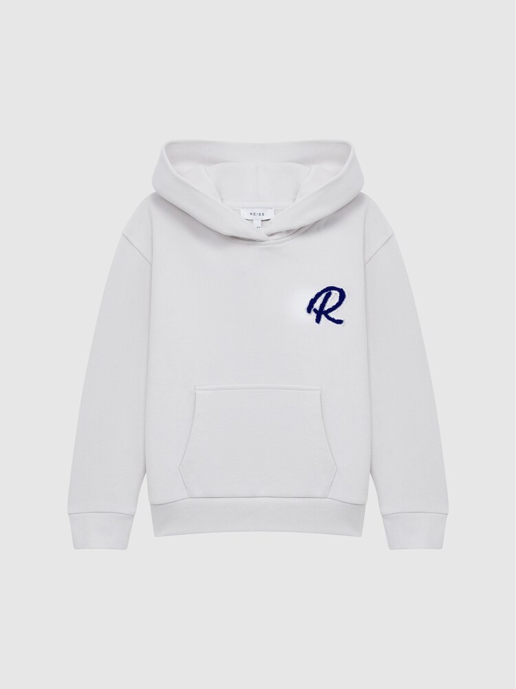 Reiss Ice Blue Cade Junior Relaxed Garment Dyed Logo Hoodie - Image 2 of 6 Reiss Ice Blue Cade Junior Relaxed Garment Dyed Logo Hoodie - Image 2 of 6
